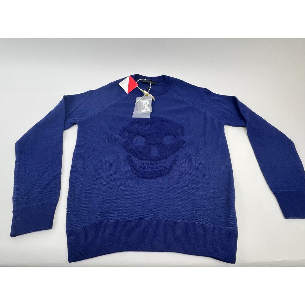 Men's Alexander McQueen NWT Blue Skeleton Wool Blend Sweater Size XL
